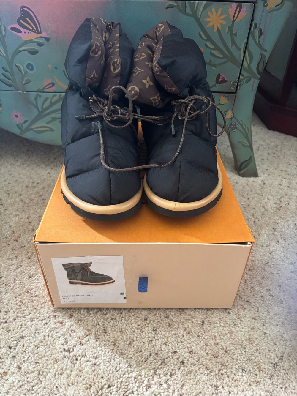 Louis Vuitton Pillow Comfort Ankle Boot Black and Monogram Size 41